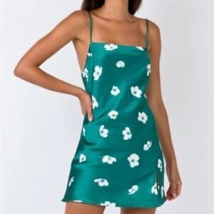 Silky green floral mini dress Princess Polly